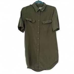 Equipment Silk Casual Olive Button Down Dress Shirt